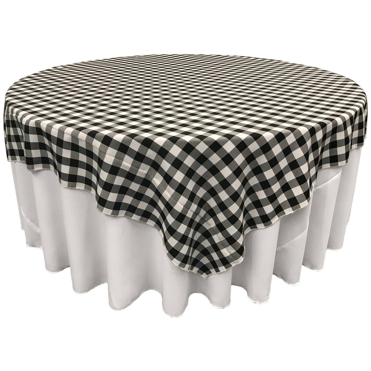 Square Tablecloth 90 x 90 Inch Gingham Checkered Polyester Overlay Use